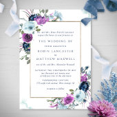 Elegante Lila und blaue Blütenfeier Einladung