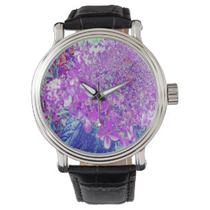 Elegante lila und blaue Limelight-Hortensie Armbanduhr