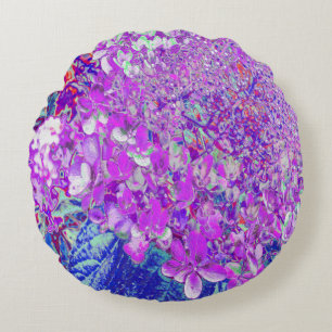 Elegante lila und blaue Limelight-Hortensie Rundes Kissen