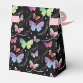 Elegante Lila und blaue Schmetterlinge Geschenkschachtel (Rückseite)