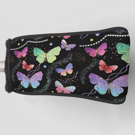 Elegante Lila und blaue Schmetterlinge Golf Headcover (Vorderseite)