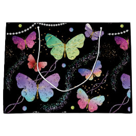 Elegante Lila und blaue Schmetterlinge Große Geschenktüte