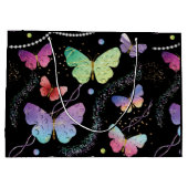 Elegante Lila und blaue Schmetterlinge Große Geschenktüte (Rückseite)