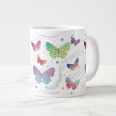 Elegante Lila und blaue Schmetterlinge Jumbo-Tasse (Vorderseite Rechts)