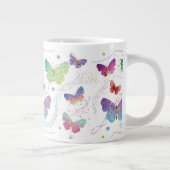 Elegante Lila und blaue Schmetterlinge Jumbo-Tasse (Rechts)