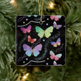 Elegante Lila und blaue Schmetterlinge Keramikornament