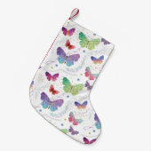 Elegante Lila und blaue Schmetterlinge Kleiner Weihnachtsstrumpf (Vorderansicht (hängend))
