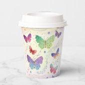 Elegante Lila und blaue Schmetterlinge Pappbecher (Rückseite)