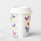 Elegante Lila und blaue Schmetterlinge Pappbecher (Rechts)