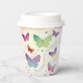 Elegante Lila und blaue Schmetterlinge Pappbecher (Vorderseite)