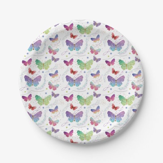 Elegante Lila und blaue Schmetterlinge Pappteller (Vorderseite)