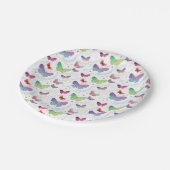 Elegante Lila und blaue Schmetterlinge Pappteller (Schrägansicht)