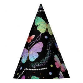 Elegante Lila und blaue Schmetterlinge Partyhütchen