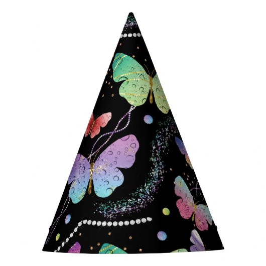 Elegante Lila und blaue Schmetterlinge Partyhütchen (Vorderseite)