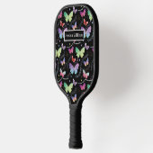 Elegante Lila und blaue Schmetterlinge Pickleball Schläger (Links)