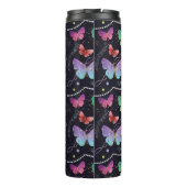 Elegante Lila und blaue Schmetterlinge Thermosbecher (Rückseite)