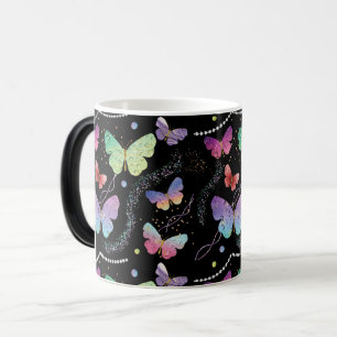Elegante Lila und blaue Schmetterlinge Verwandlungstasse