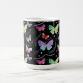 Elegante Lila und blaue Schmetterlinge Verwandlungstasse (Zentrum)