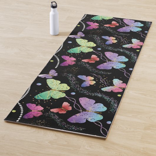 Elegante Lila und blaue Schmetterlinge Yogamatte (Beispiel)