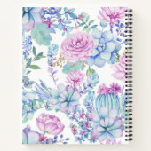 Elegante Lila und blaue, sukkulente Blüte mit Name Notizbuch (Rückseite)