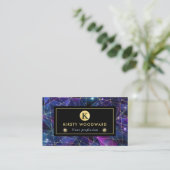 Elegante Lila und Blue Midnight Crystal Galaxy Visitenkarte (Stehend Vorderseite)