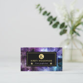 Elegante Lila und Blue Midnight Crystal Galaxy Visitenkarte (Stehend Vorderseite)