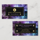 Elegante Lila und Blue Midnight Crystal Galaxy Visitenkarte (Vorne/Hinten)