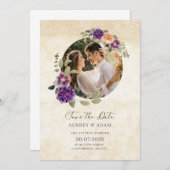 Elegante Lila und braune Rustikale Hochzeit. Einladung (Vorne/Hinten)