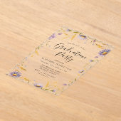 Elegante Lila und gelbe Blütenschwerkraft Acryleinladungen (Ablage )