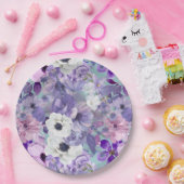 Elegante Lila und gewalttätige Wildblumen und Himm Pappteller (Party)