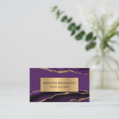 Elegante Lila und Gold Agate Business Card Visitenkarte (Stehend Vorderseite)
