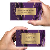 Elegante Lila und Gold Agate Business Card Visitenkarte