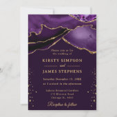 Elegante Lila und Gold Glitzer Agate Wedding Einladung (Vorderseite)