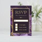 Elegante Lila und Gold Glitzer Agate Wedding RSVP Karte (Stehend Vorderseite)