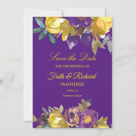 Elegante Lila und Gold-Hochzeit im Herbst Save the Date