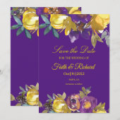 Elegante Lila und Gold-Hochzeit im Herbst Save the Date (Vorne/Hinten)