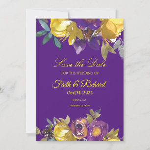 Elegante Lila und Gold-Hochzeit im Herbst Save the Date
