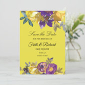 Elegante Lila und Gold-Hochzeit im Herbst Save the Date (Stehend Vorderseite)