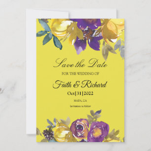 Elegante Lila und Gold-Hochzeit im Herbst Save the Date