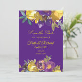 Elegante Lila und Gold-Hochzeit im Herbst Save the Save The Date (Stehend Vorderseite)