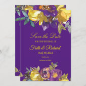 Elegante Lila und Gold-Hochzeit im Herbst Save the Save The Date (Vorne/Hinten)