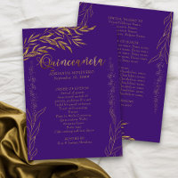 Elegante Lila und Gold Leaf Quinceanera