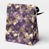 Elegante Lila- und Gold-Metallic-Checkerboard Geschenkschachtel (Rückseite)