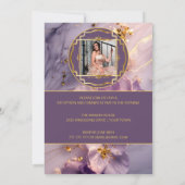 Elegante Lila und Gold Quinceñera Einladung (Rückseite)