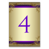 Elegante Lila und Gold-Tischnummern Tischnummer (Vorderseite)