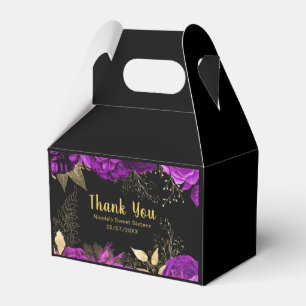Elegante lila und goldene Blumen Sweet Sixteen Geschenkschachtel