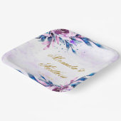 Elegante Lila und goldene Botanische Hochzeiten Pappteller (Gewinkelt)