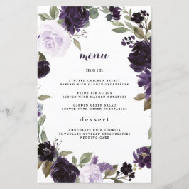 Elegante Lila und goldene Green Wedding Menu Cards