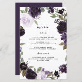 Elegante Lila und goldene Green Wedding Menu Cards (Vorne/Hinten)