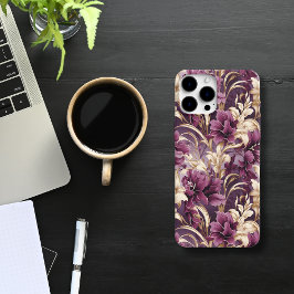 Elegante Lila und goldene Orchidee Case-Mate iPhone 14 Pro Max Hülle